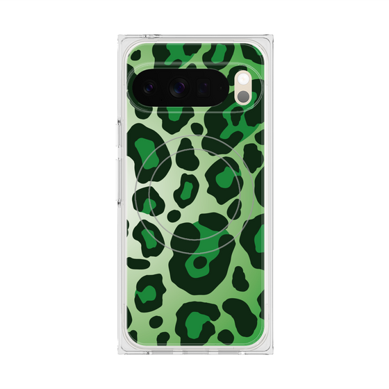 プレミアムスクエアケース with Pixelsnap［ Leopard - Green ］