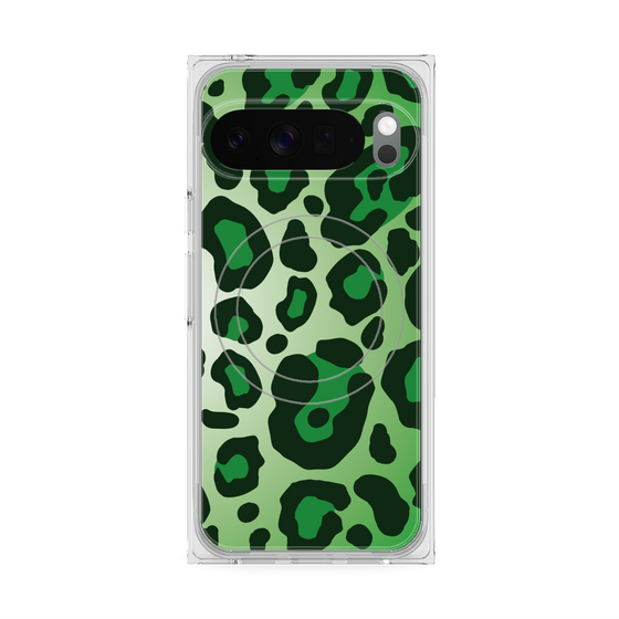 プレミアムスクエアケース with Pixelsnap［ Leopard - Green ］