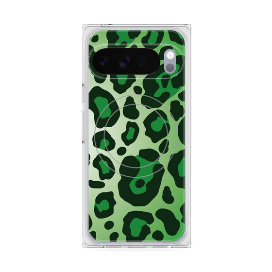 プレミアムスクエアケース with Pixelsnap［ Leopard - Green ］
