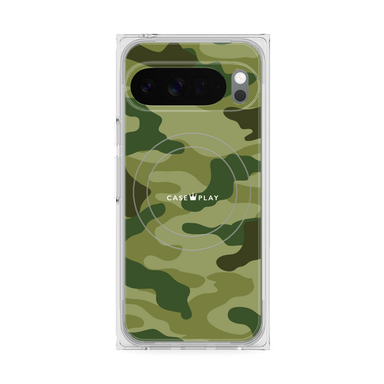 プレミアムスクエアケース with Pixelsnap［ Camouflage - Green ］