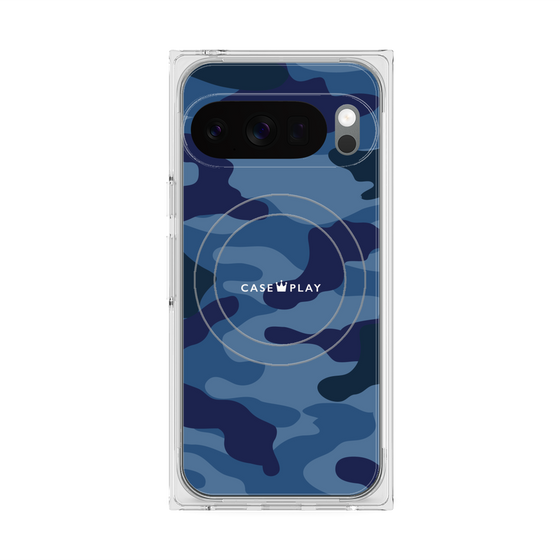 プレミアムスクエアケース with Pixelsnap［ Camouflage - Blue ］