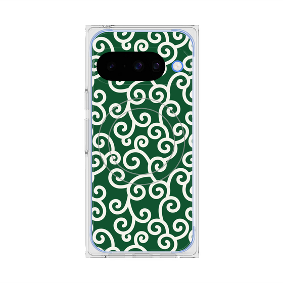 プレミアムスクエアケース with Pixelsnap［ 唐草模様 - Green ］