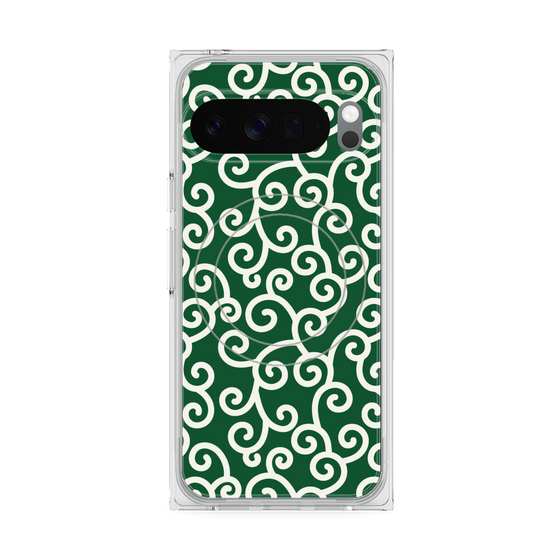 プレミアムスクエアケース with Pixelsnap［ 唐草模様 - Green ］