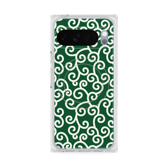 プレミアムスクエアケース with Pixelsnap［ 唐草模様 - Green ］
