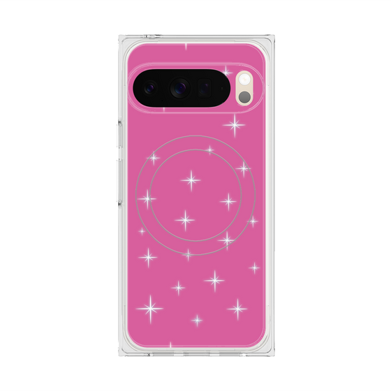 プレミアムスクエアケース with Pixelsnap［ Glitter - Pink ］