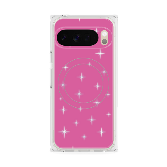 プレミアムスクエアケース with Pixelsnap［ Glitter - Pink ］