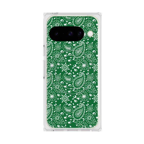 プレミアムスクエアケース with Pixelsnap［ ペイズリー - Green ］