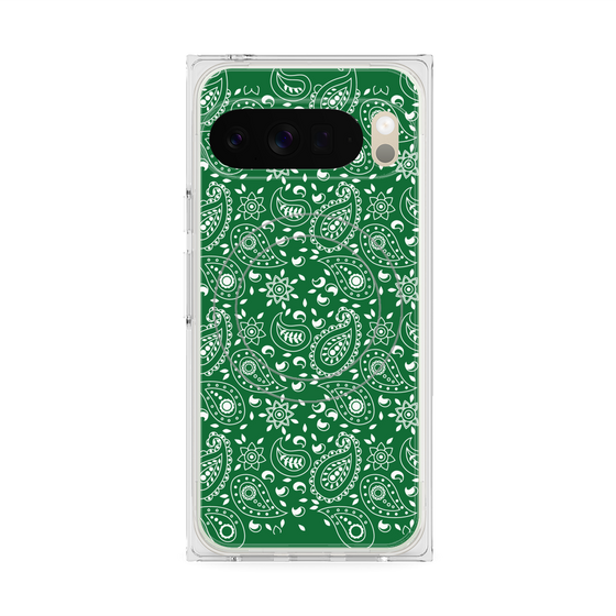 プレミアムスクエアケース with Pixelsnap［ ペイズリー - Green ］