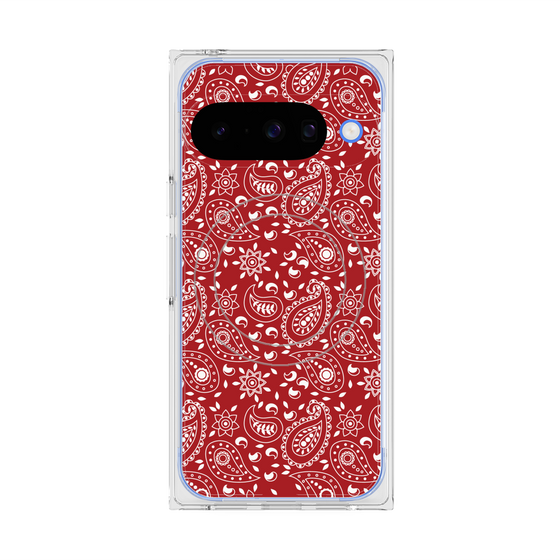 プレミアムスクエアケース with Pixelsnap［ ペイズリー - Red ］