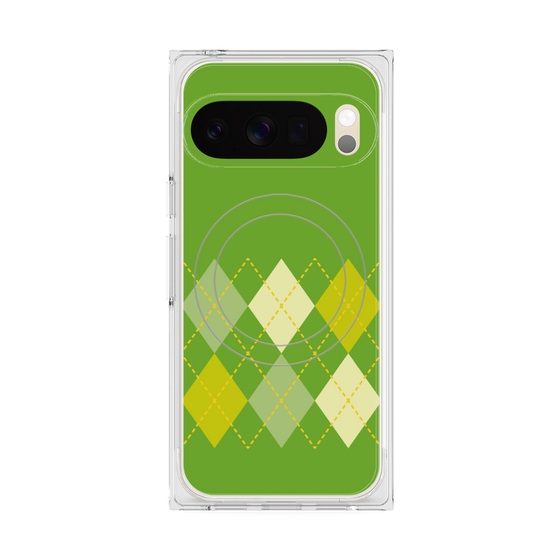 プレミアムスクエアケース with Pixelsnap［ Nordic Argyle - Green ］