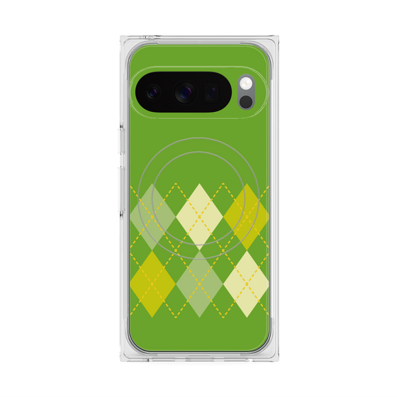プレミアムスクエアケース with Pixelsnap［ Nordic Argyle - Green ］