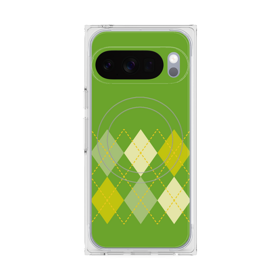 プレミアムスクエアケース with Pixelsnap［ Nordic Argyle - Green ］