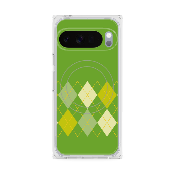 プレミアムスクエアケース with Pixelsnap［ Nordic Argyle - Green ］