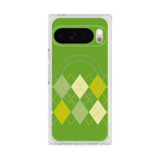 プレミアムスクエアケース with Pixelsnap［ Nordic Argyle - Green ］