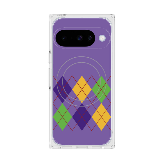 プレミアムスクエアケース with Pixelsnap［ Nordic Argyle - Purple ］