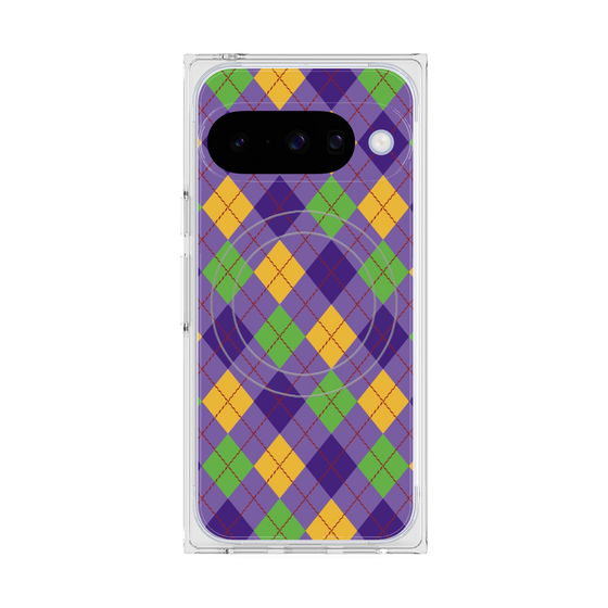 プレミアムスクエアケース with Pixelsnap［ Argyle - Purple ］