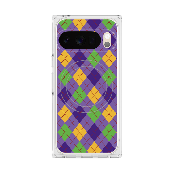 プレミアムスクエアケース with Pixelsnap［ Argyle - Purple ］