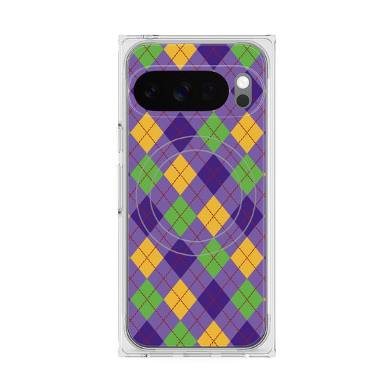 プレミアムスクエアケース with Pixelsnap［ Argyle - Purple ］