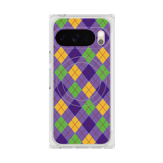 プレミアムスクエアケース with Pixelsnap［ Argyle - Purple ］