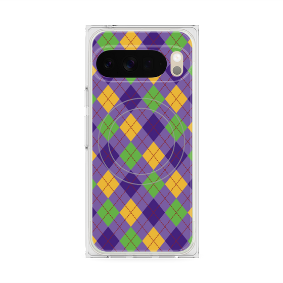 プレミアムスクエアケース with Pixelsnap［ Argyle - Purple ］