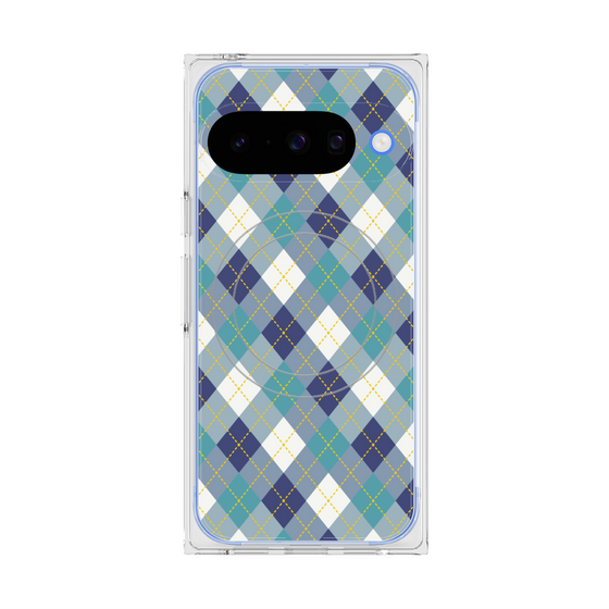 プレミアムスクエアケース with Pixelsnap［ Argyle - Blue ］