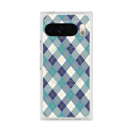 プレミアムスクエアケース with Pixelsnap［ Argyle - Blue ］