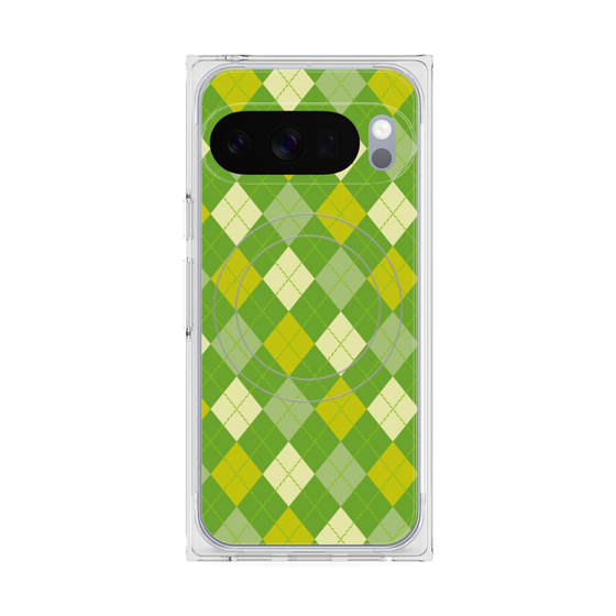 プレミアムスクエアケース with Pixelsnap［ Argyle - Green ］