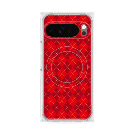 プレミアムスクエアケース with Pixelsnap［ Argyle - Red ］