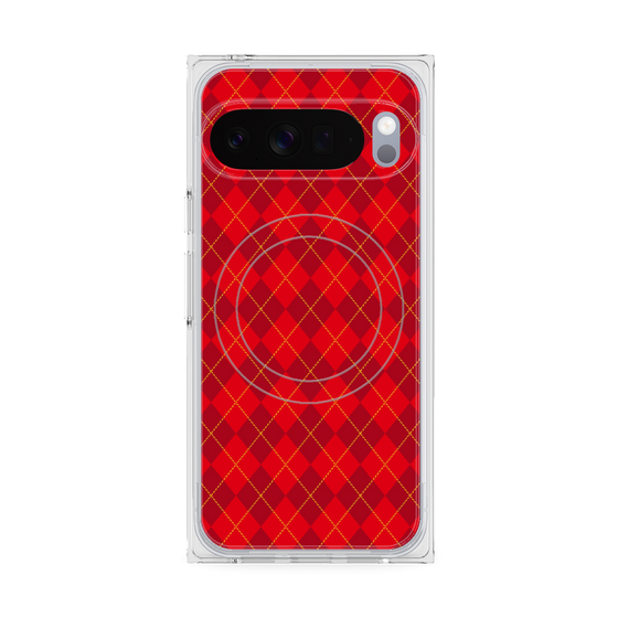 プレミアムスクエアケース with Pixelsnap［ Argyle - Red ］