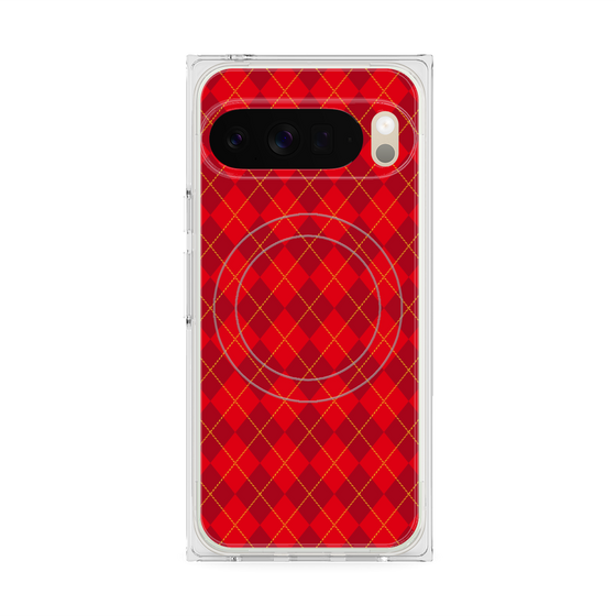 プレミアムスクエアケース with Pixelsnap［ Argyle - Red ］