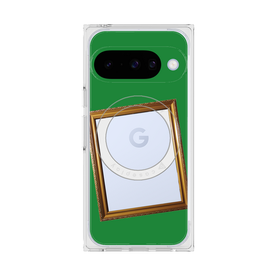 プレミアムスクエアケース with Pixelsnap［ Photo Frame - Green ］