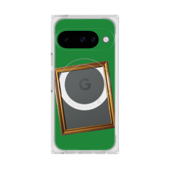 プレミアムスクエアケース with Pixelsnap［ Photo Frame - Green ］