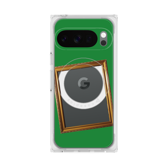 プレミアムスクエアケース with Pixelsnap［ Photo Frame - Green ］