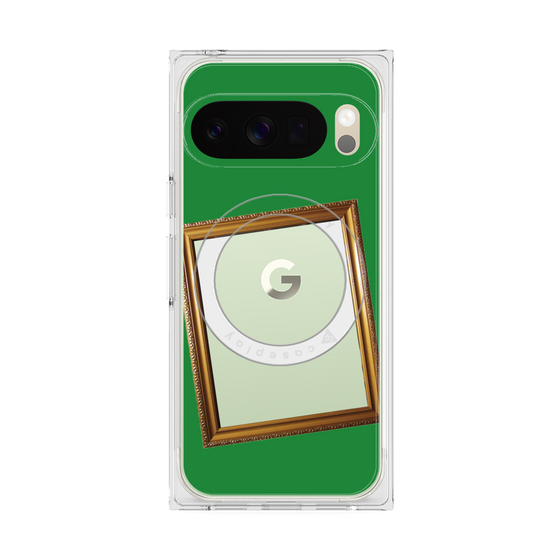 プレミアムスクエアケース with Pixelsnap［ Photo Frame - Green ］