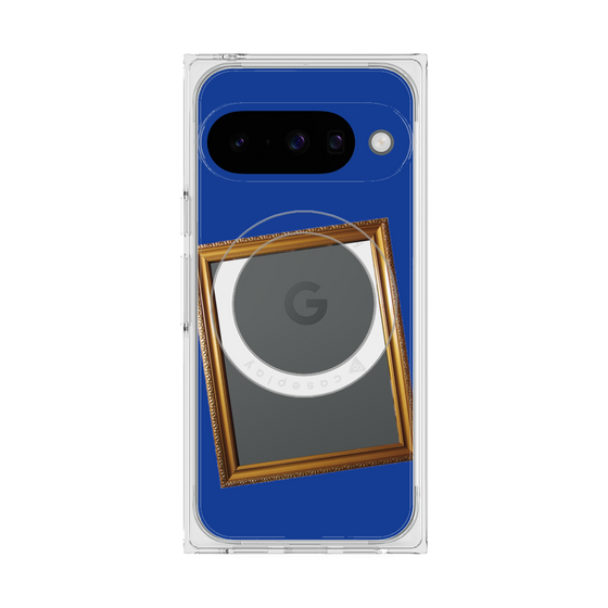 プレミアムスクエアケース with Pixelsnap［ Photo Frame - Blue ］