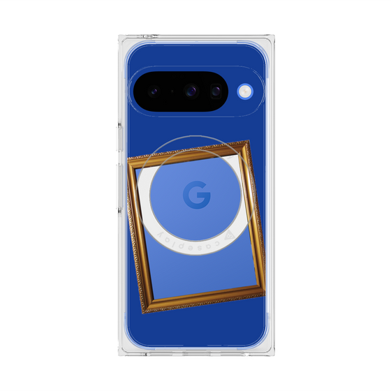 プレミアムスクエアケース with Pixelsnap［ Photo Frame - Blue ］