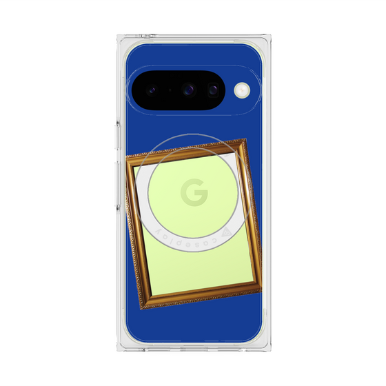 プレミアムスクエアケース with Pixelsnap［ Photo Frame - Blue ］