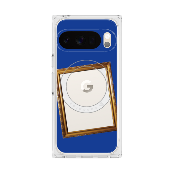 プレミアムスクエアケース with Pixelsnap［ Photo Frame - Blue ］