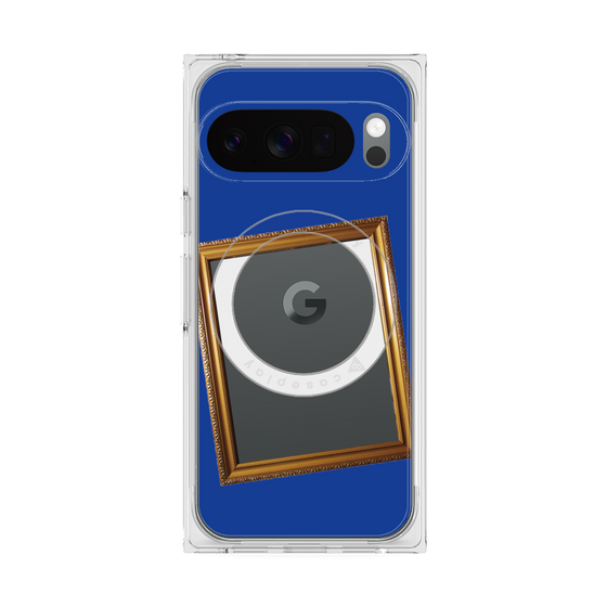プレミアムスクエアケース with Pixelsnap［ Photo Frame - Blue ］