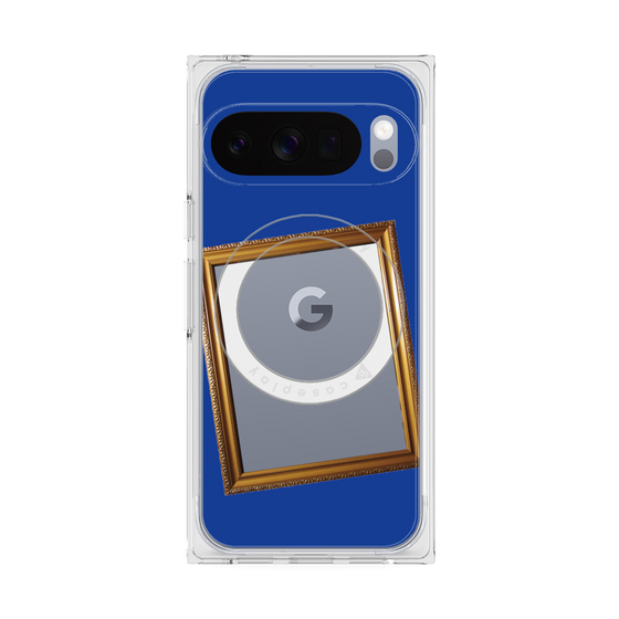 プレミアムスクエアケース with Pixelsnap［ Photo Frame - Blue ］