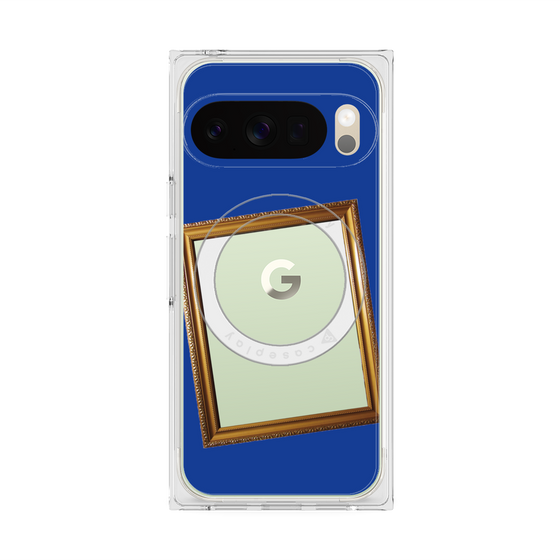 プレミアムスクエアケース with Pixelsnap［ Photo Frame - Blue ］