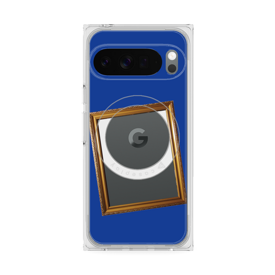 プレミアムスクエアケース with Pixelsnap［ Photo Frame - Blue ］