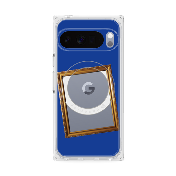 プレミアムスクエアケース with Pixelsnap［ Photo Frame - Blue ］