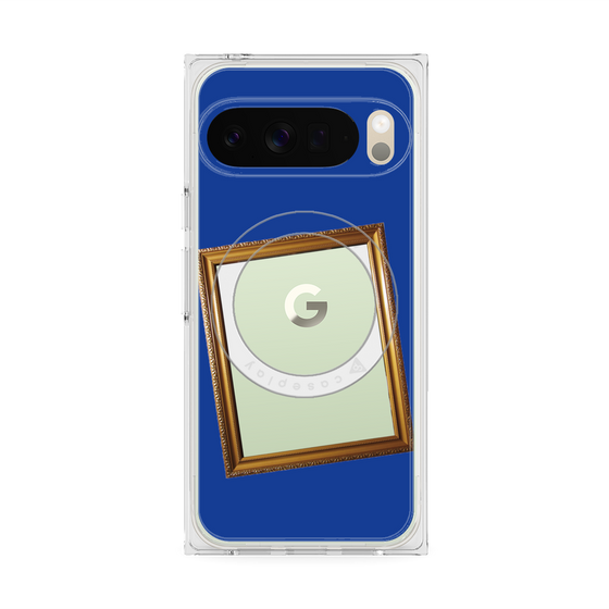 プレミアムスクエアケース with Pixelsnap［ Photo Frame - Blue ］