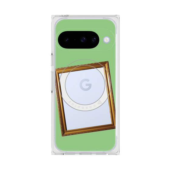 プレミアムスクエアケース with Pixelsnap［ Photo Frame - Light Green ］