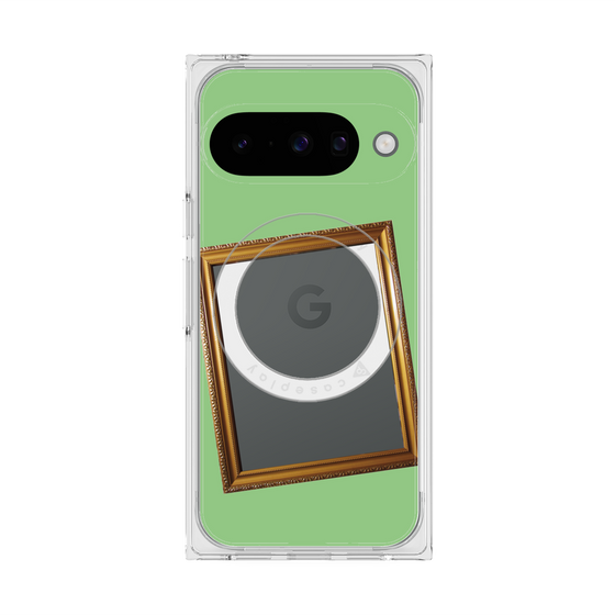 プレミアムスクエアケース with Pixelsnap［ Photo Frame - Light Green ］