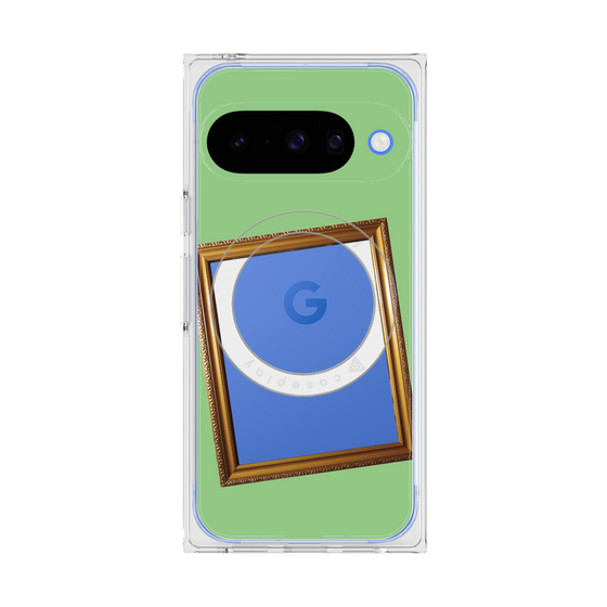 プレミアムスクエアケース with Pixelsnap［ Photo Frame - Light Green ］