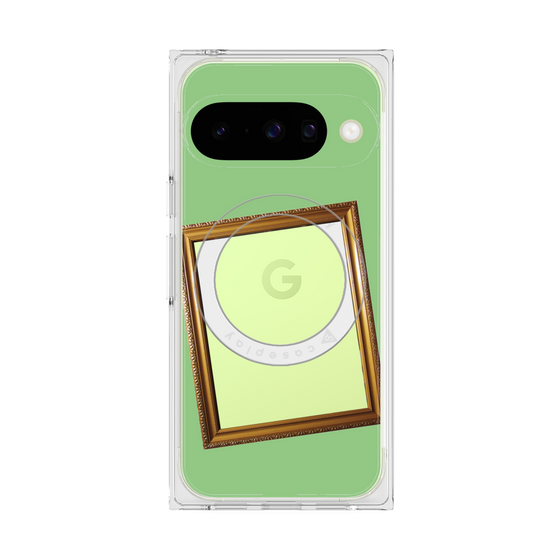 プレミアムスクエアケース with Pixelsnap［ Photo Frame - Light Green ］