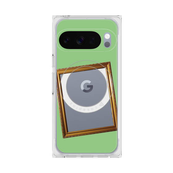 プレミアムスクエアケース with Pixelsnap［ Photo Frame - Light Green ］