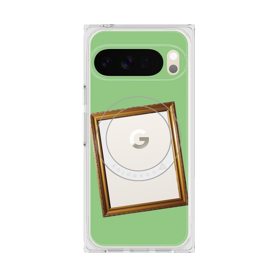 プレミアムスクエアケース with Pixelsnap［ Photo Frame - Light Green ］